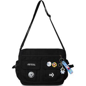 Black crossbody messenger bag waterproof nylon shoulder handbag travel purse